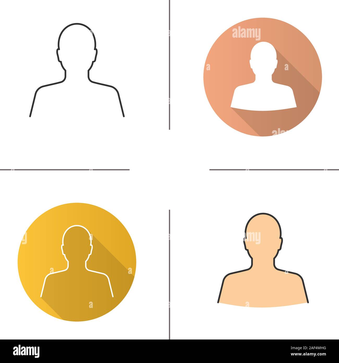 La silhouette de l'homme. Modèle plat, linéaire et de couleurs. Profil ...
