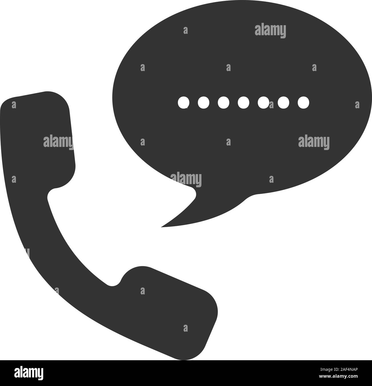 Combiné avec bulle icône glyphe. Silhouette Hotline symbole. Liste à réponse préenregistrée. L'espace négatif. Vector illustration isolé Illustration de Vecteur