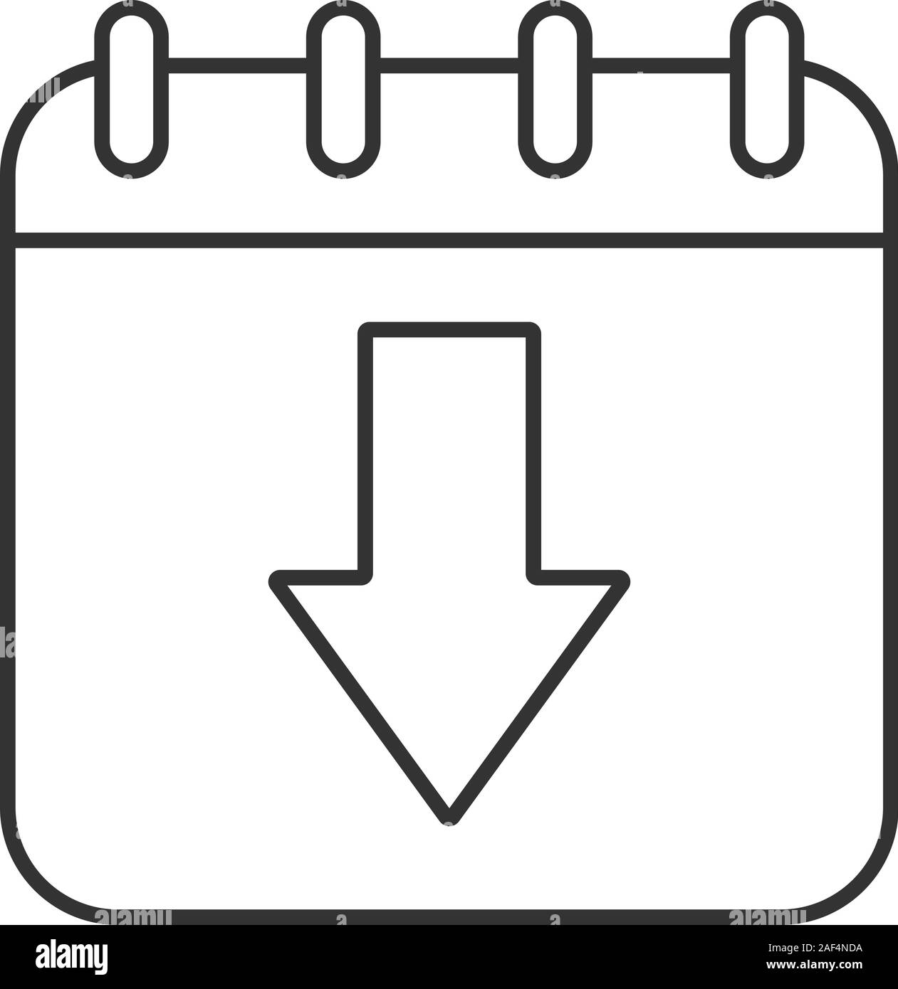 Télécharger le calendrier icône linéaire. Fine ligne illustration. Page de calendrier avec flèche vers le bas. Symbole de contour. Dessin vectoriel aperçu isolés Illustration de Vecteur