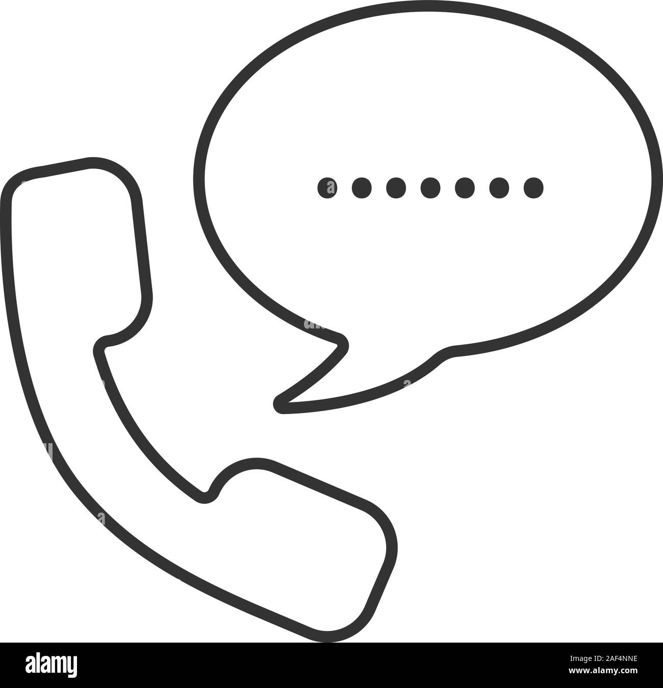 Combiné avec bulle icône linéaire. Hotline. Fine ligne illustration. Contour de liste à réponse préenregistrée symbole. Dessin vectoriel aperçu isolés Illustration de Vecteur