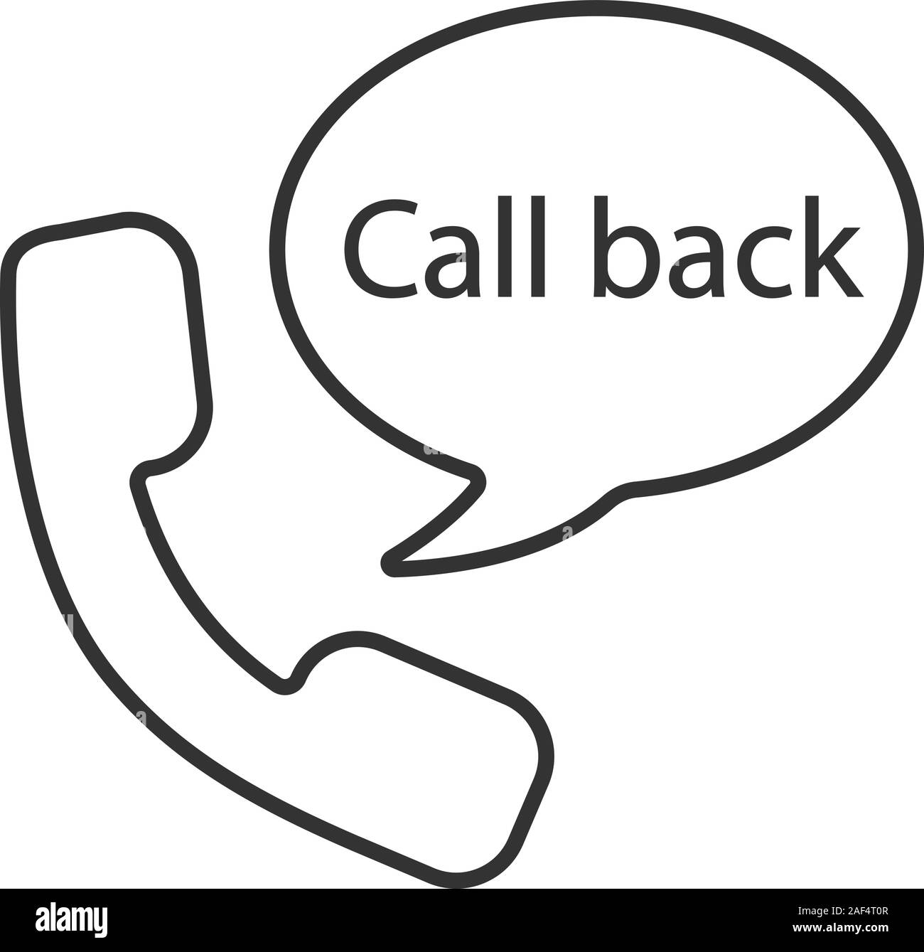 Combiné et bulle avec un appel à l'intérieur de l'icône de linéaire. Hotline. Fine ligne illustration. Message vocal. Symbole de contour. Contour isolé vecteur d Illustration de Vecteur
