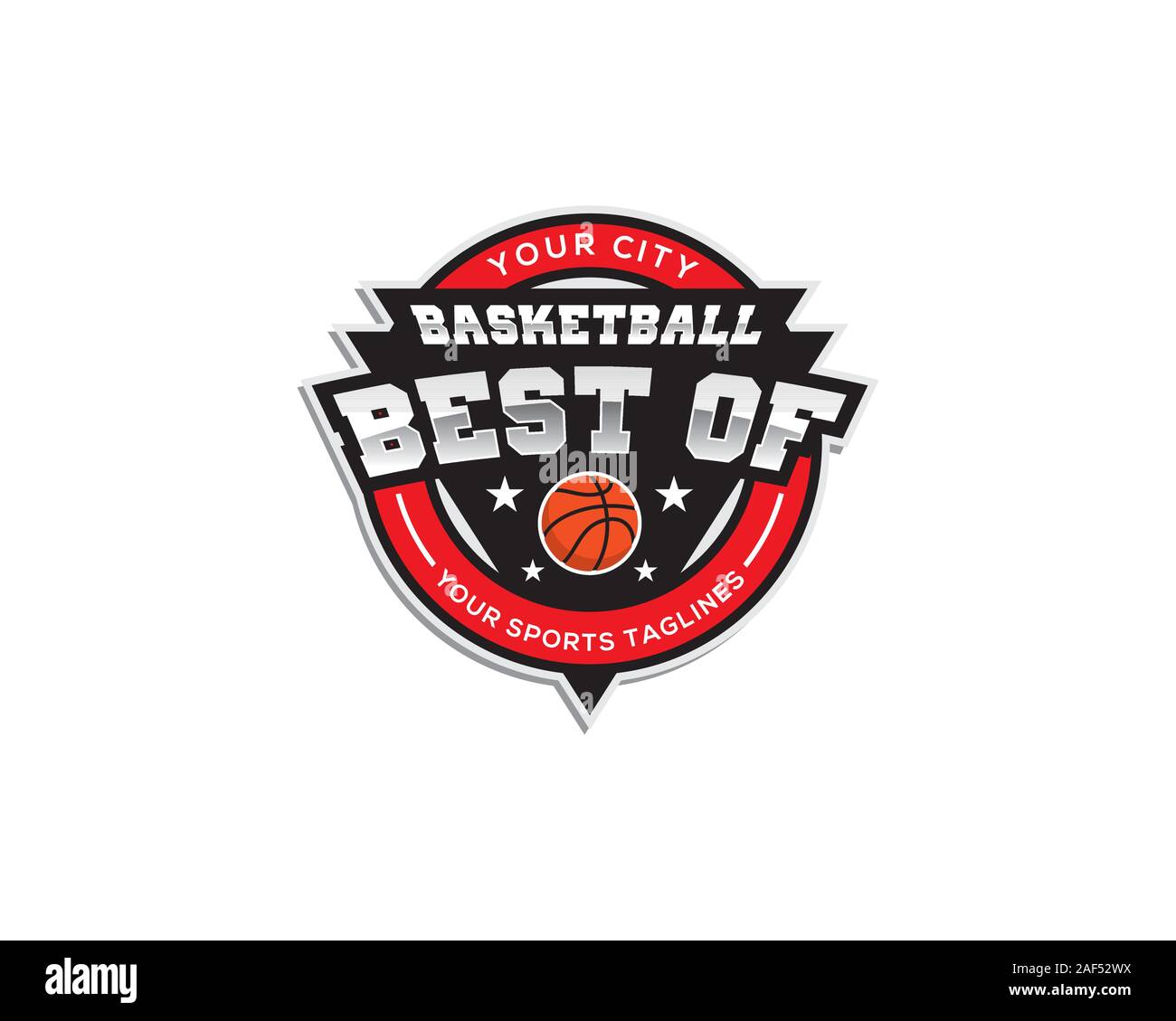 Modèle avec logo emblème basketbal meilleur de texte Illustration de Vecteur