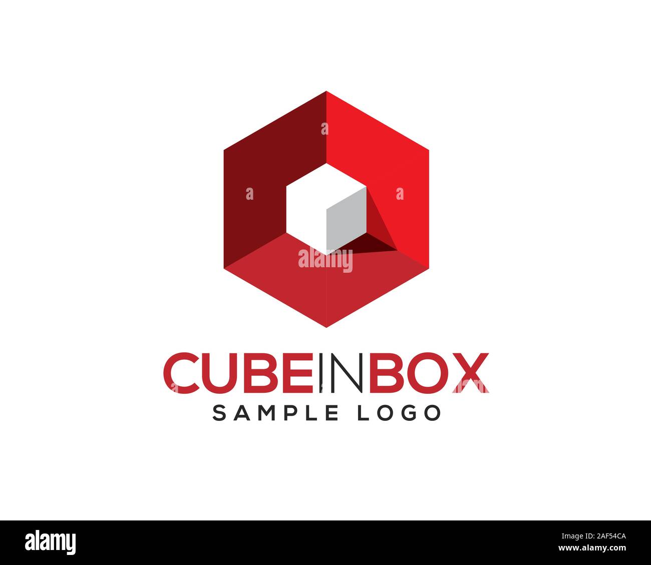 3D blanc 3 cube à l'intérieur de rouge avec l'ombre et la lumière Illustration de Vecteur