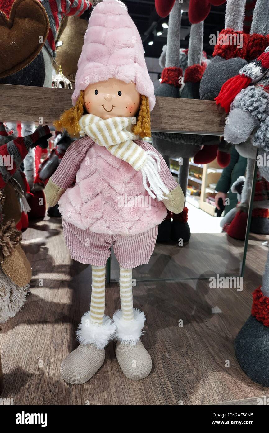 ANTIQUE DOLL BONNET BEBE POUPEE CROCHET COTON ROSE ET BEIGE Tour de tête 26 cm