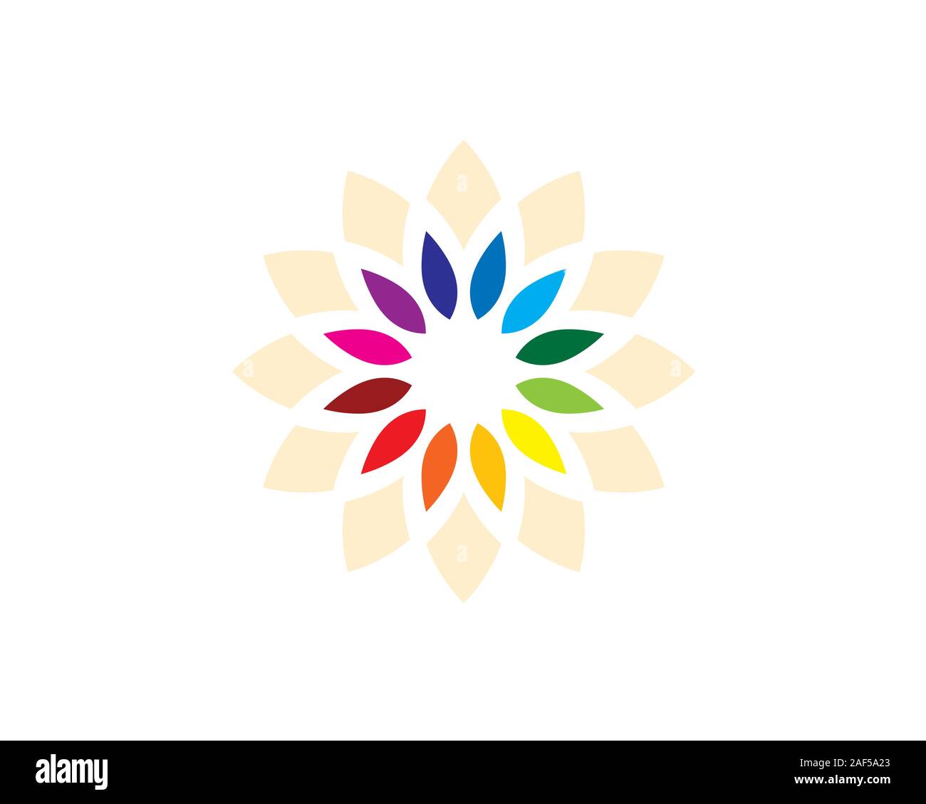 Fleur simple de couleur arc-en-ciel Illustration de Vecteur