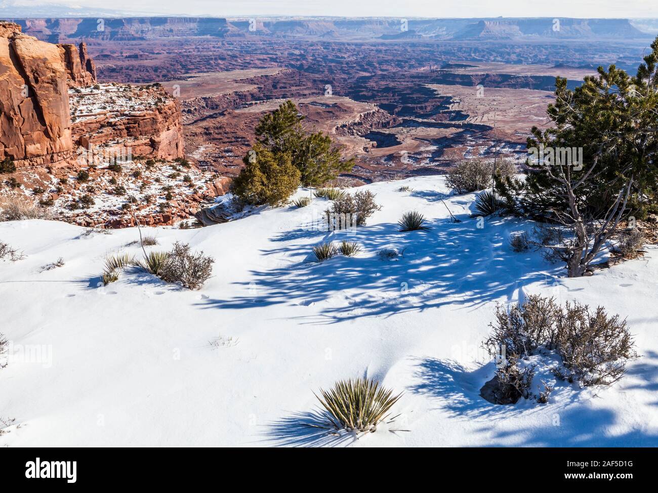 Une photo de paysage de l'île dans le ciel de Canyonlands National Park en voyant les aiguilles du parc et la La Sal Mountain Banque D'Images