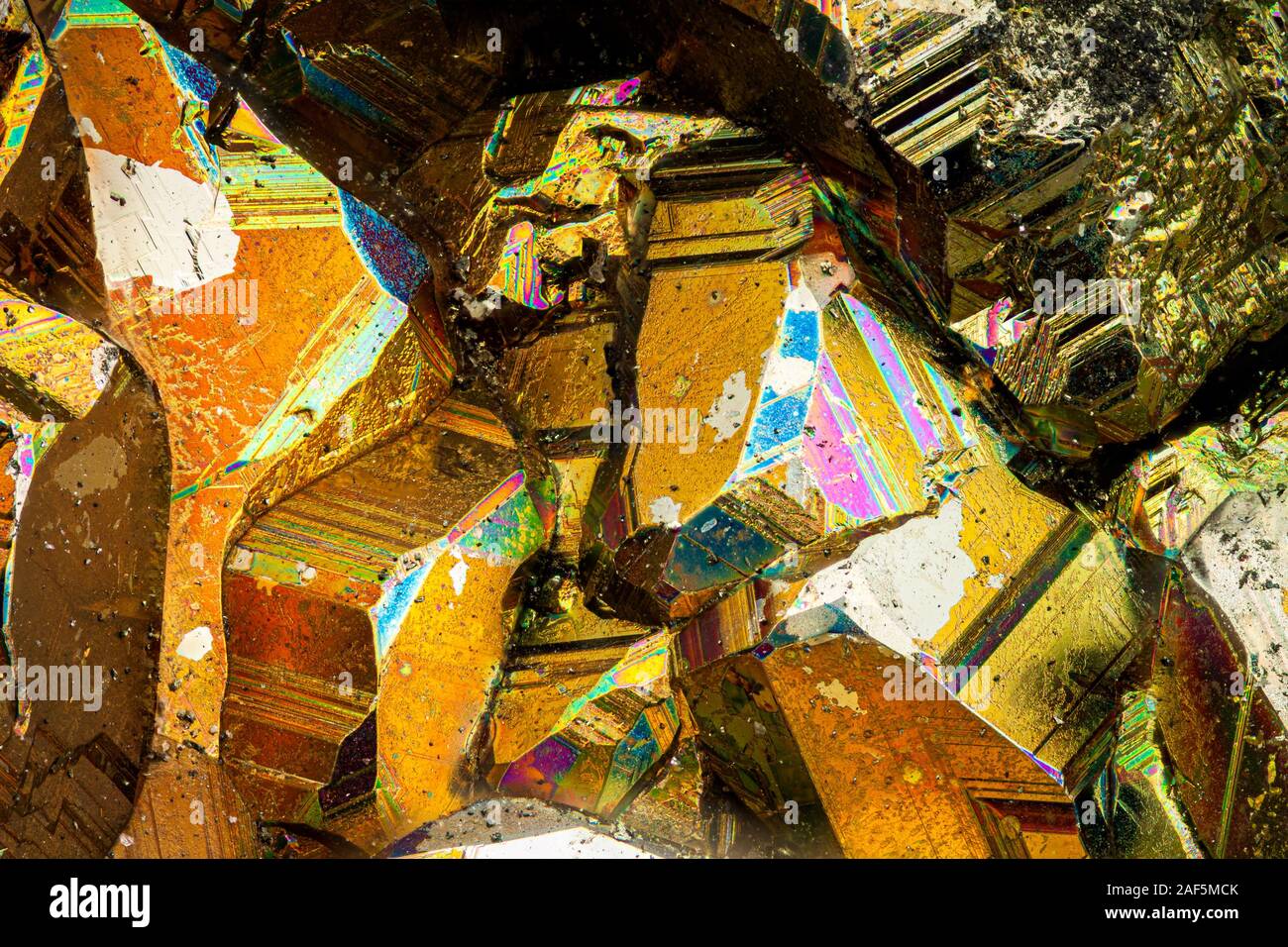 Exteme macro d'une surface de la pyrite. Banque D'Images