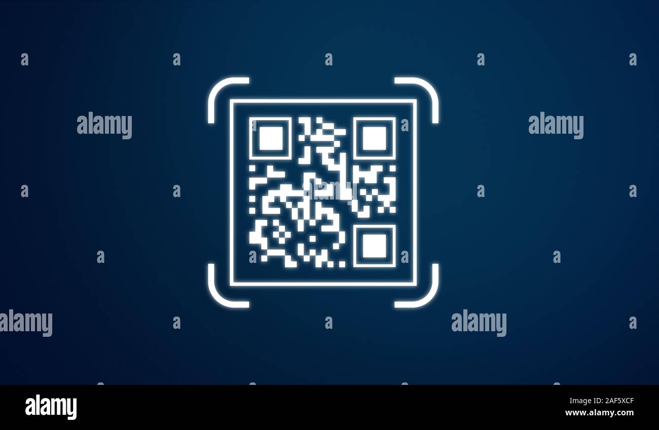 L'icône de QR code, sur fond bleu Banque D'Images