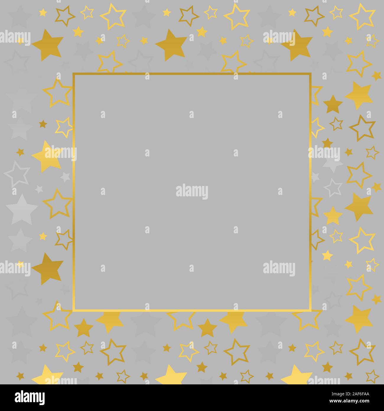 Châssis à l'espace blanc pour le texte. Frontière de l'argent et étoiles d'or. fond gris. Vecteur pour Noël et Nouvel An carte de souhaits, la bannière Illustration de Vecteur