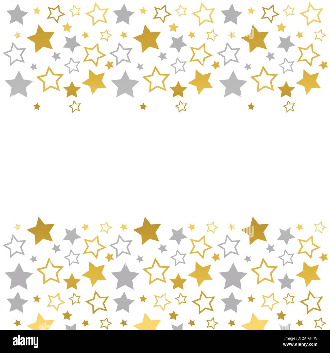 Châssis à l'espace blanc pour le texte. Frontière de l'argent et étoiles d'or. fond blanc. Vecteur pour Noël et Nouvel An carte de souhaits, la bannière Illustration de Vecteur