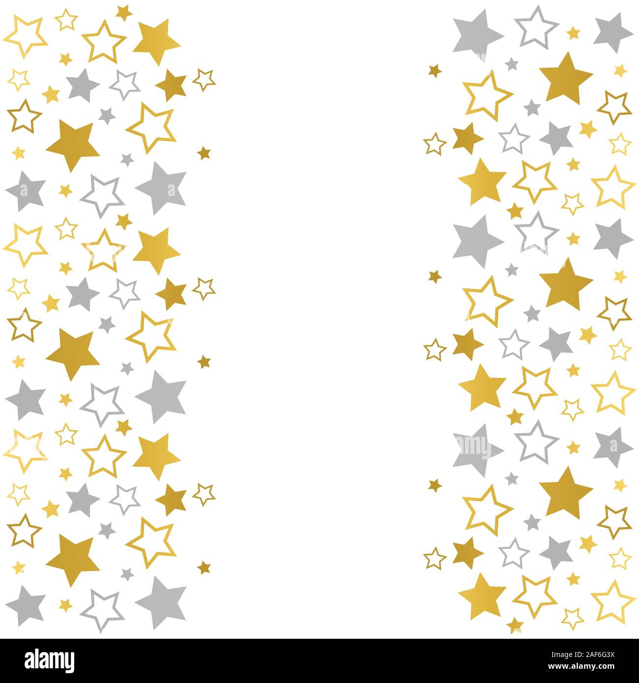 Châssis à l'espace blanc pour le texte. Frontière de l'argent et étoiles d'or. fond blanc. Vecteur pour Noël et Nouvel An carte de souhaits, la bannière Illustration de Vecteur