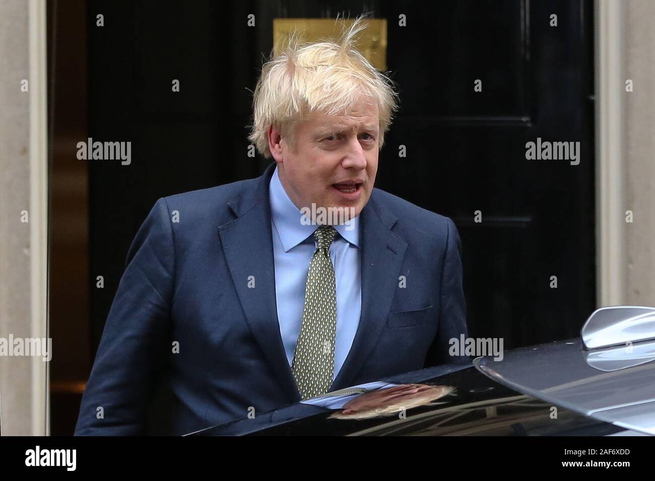 Downing Street, London, UK. 13 Dec 2019 - Le Premier ministre britannique et chef du parti conservateur, Boris Johnson quitte Downing Street pour le palais de Buckingham pour rencontrer la reine Elizabeth II pour demander de former un gouvernement après conservateurs obtient la majorité dans l'élection générale 2019. Credit : Dinendra Haria/Alamy Live News Banque D'Images