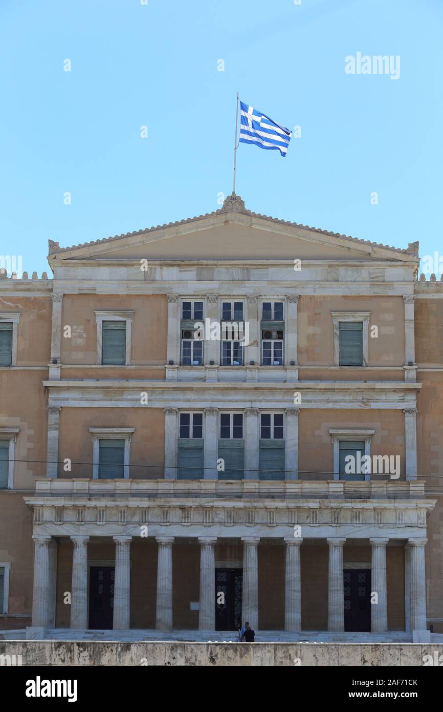 Athènes, Grèce - 20 juillet 2019 : Le siège du parlement hellénique Banque D'Images