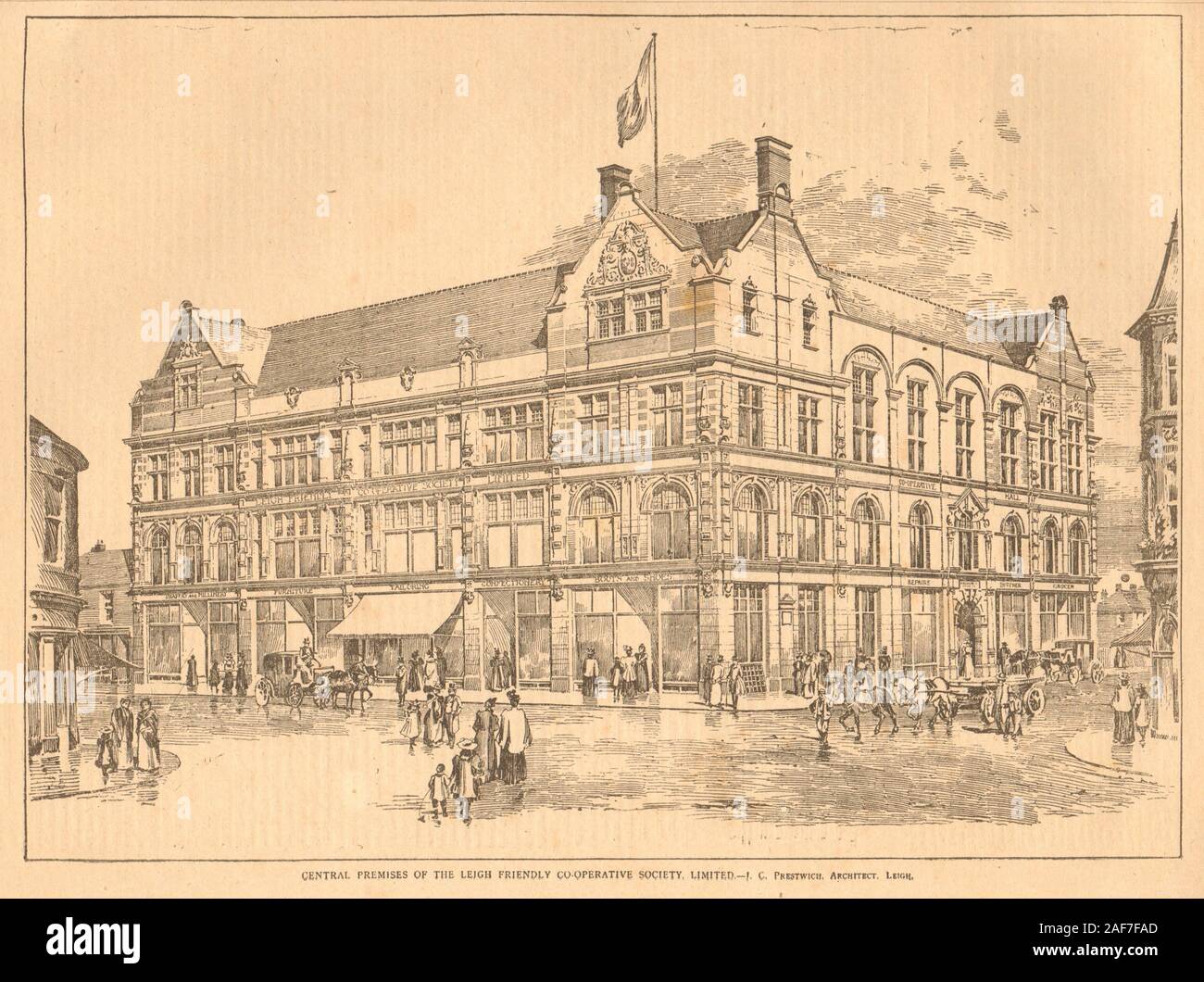 Locaux de la centrale Leigh Friendly Co-operative Society. Bradshawgate 1899 Banque D'Images