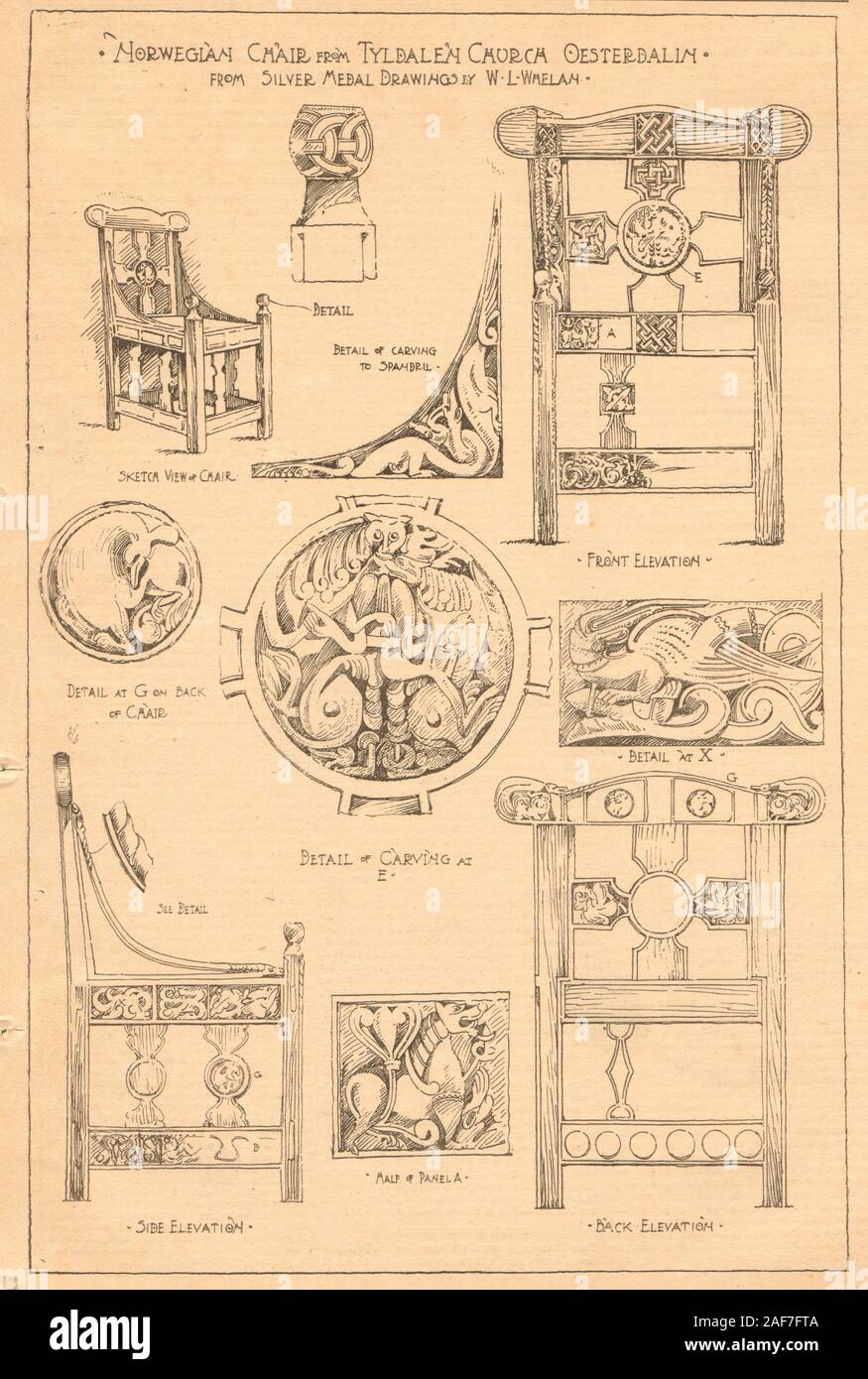 Présidence norvégienne de Tyldal Osterdalen, église. WL Whelan. La Norvège 1900 imprimer Banque D'Images