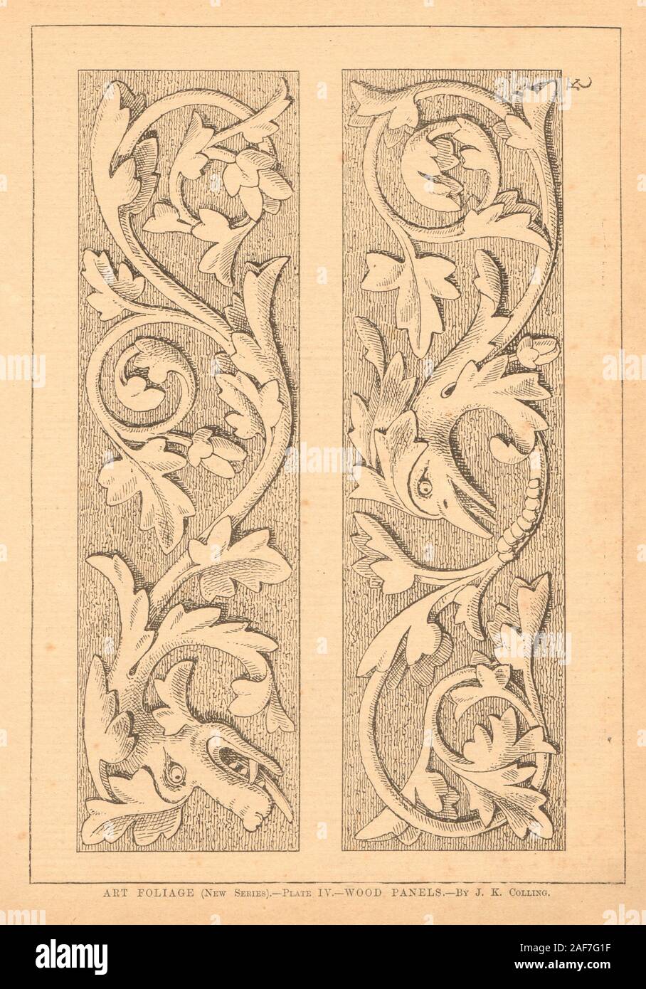 Le feuillage de l'art (Nouvelle série) - Planche IV - bois - par J.K. Colling. 1901 Banque D'Images