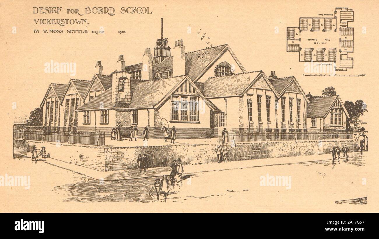 Conseil pour la conception, l'École de W. Vickerstown Moss Régler A.R.I.B.A.. Cumbria 1901 Banque D'Images