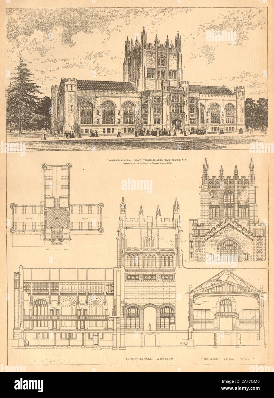 Thompson Memorial Library, Collège Vassar, Poughkeepsie, New York 1904 imprimer Banque D'Images