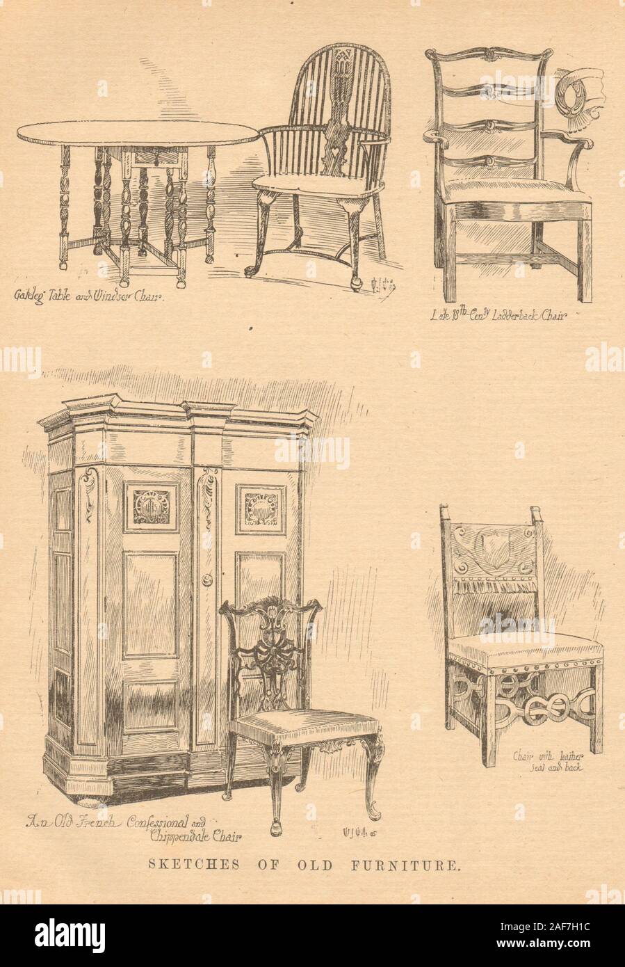 Les meubles. Windsor Table ladderback président 1905 Chippendale confessionnel Français Banque D'Images