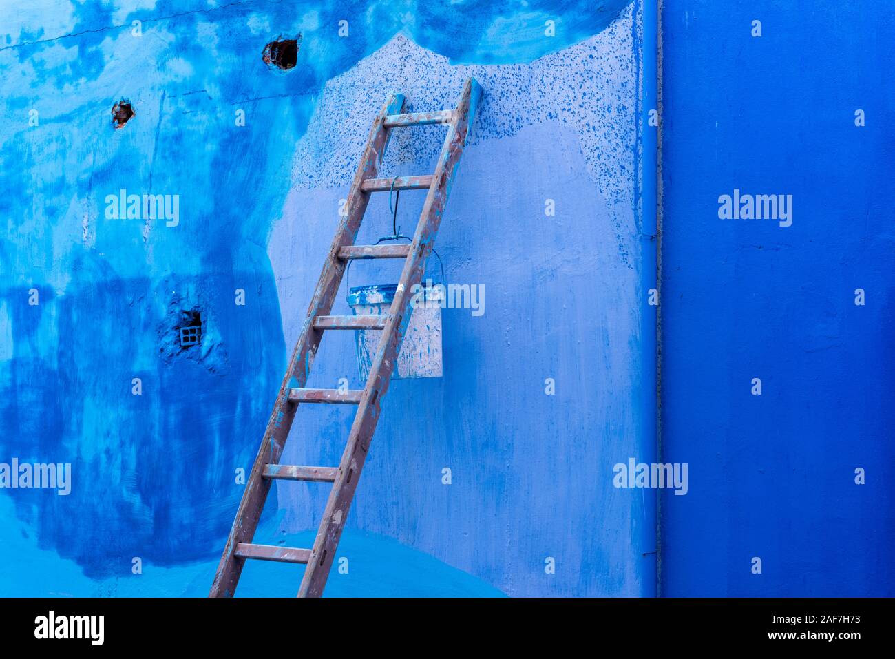 Des murs bleus à Chefchaouen Banque D'Images