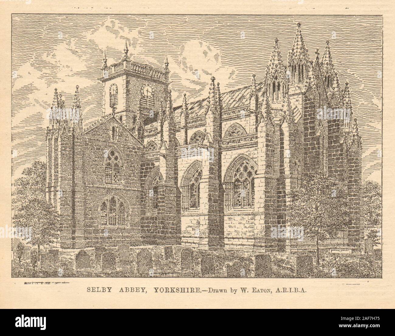 Selby Abbey, dans le Yorkshire. - Dessiné par W. Eaton, A.R.I.B.A. 1905 vieux ancien Banque D'Images
