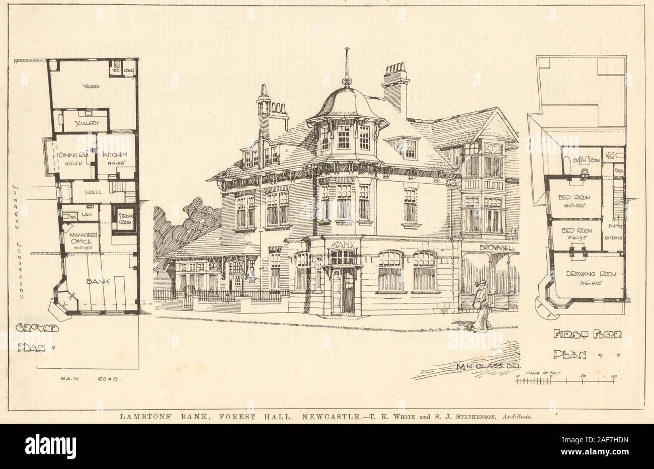 Lambtons Bank, forêt Hall, Newcastle-upon-Tyne. White et Stephenson 1906 imprimer Banque D'Images