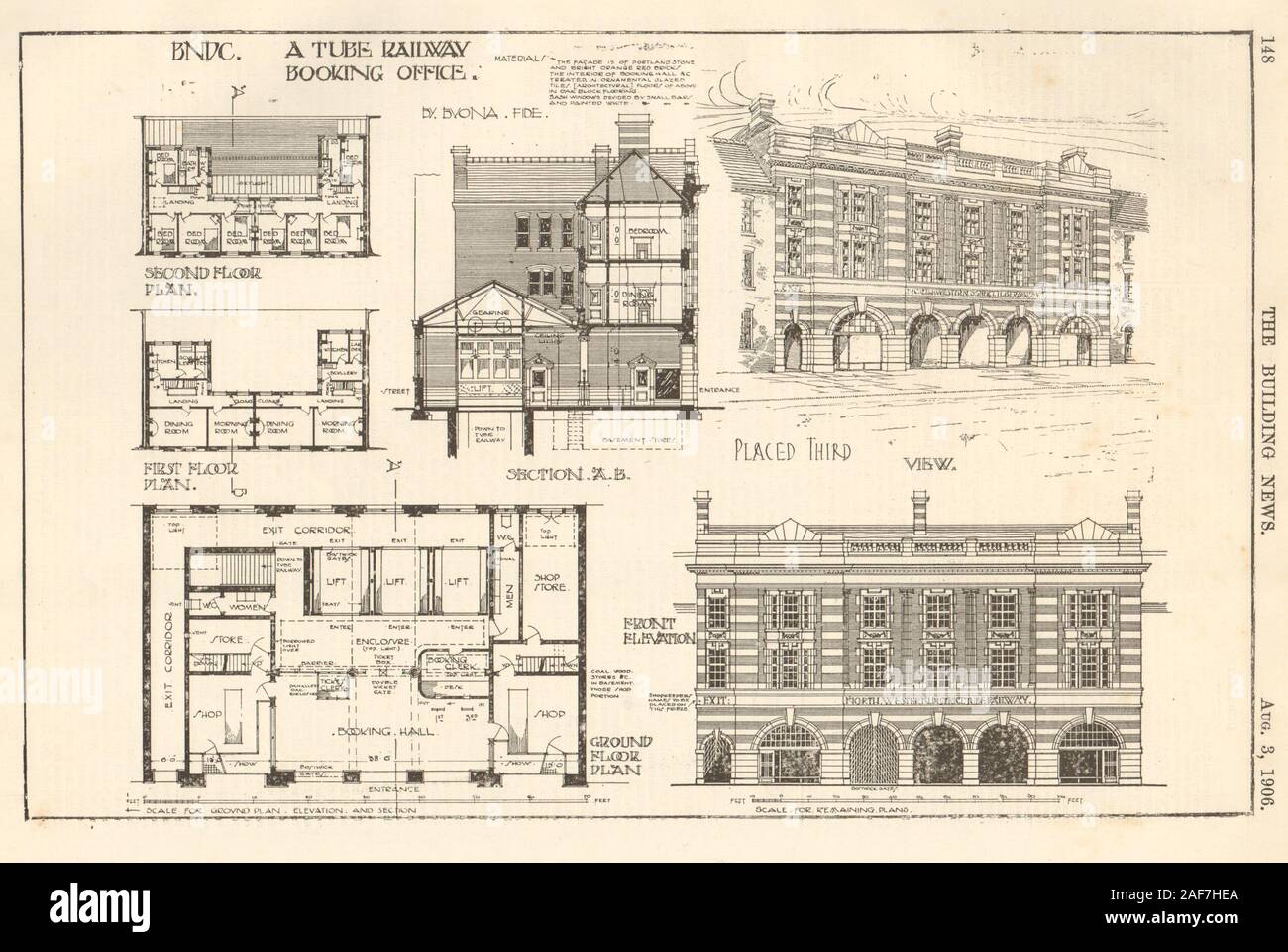 Tube Underground railway bureau de réservations. Buona Fide. Londres 1906 Plan d'altitude Banque D'Images
