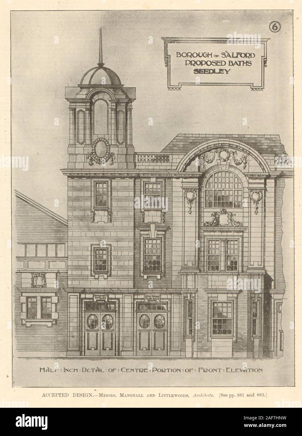 Seedley bains publics, Salford. Mangnall & Littlewoods, architectes (2) 1907 Banque D'Images