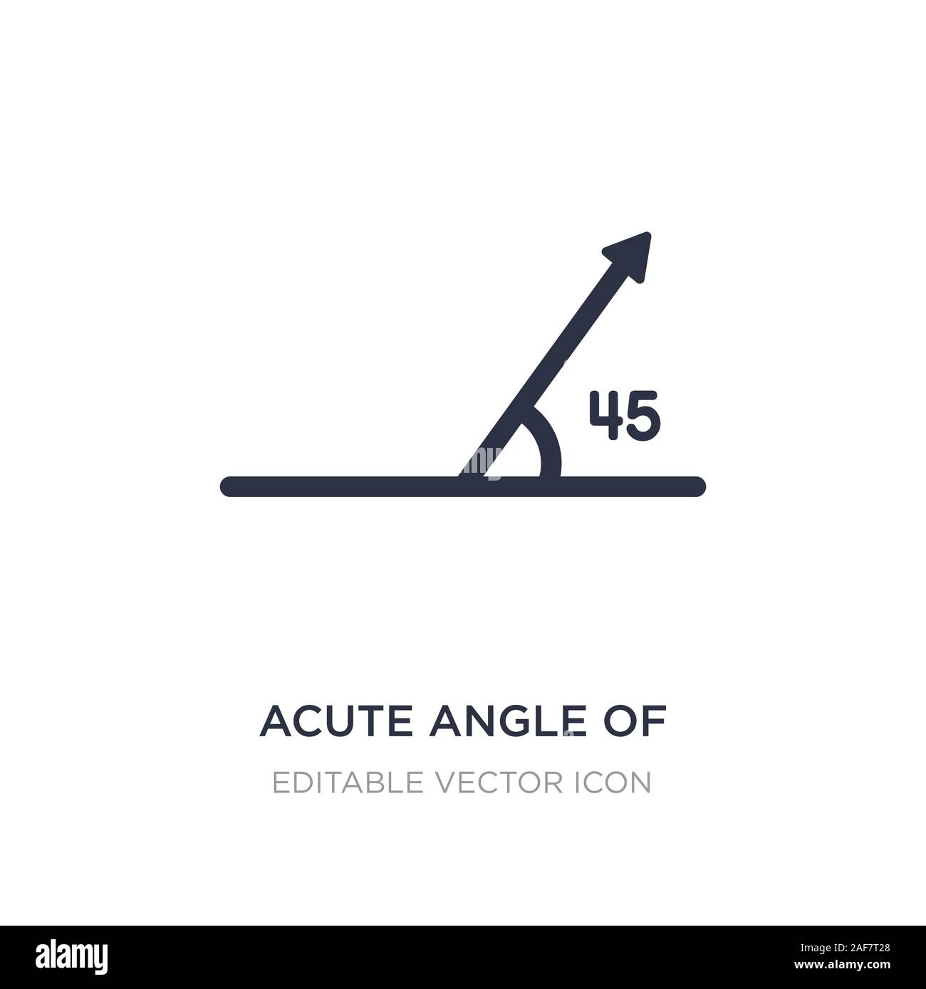 L'angle aigu de 45 degrés icône sur fond blanc. Élément simple illustration du concept de formes aiguës. angle de 45 degrés symbole icône du design. Illustration de Vecteur