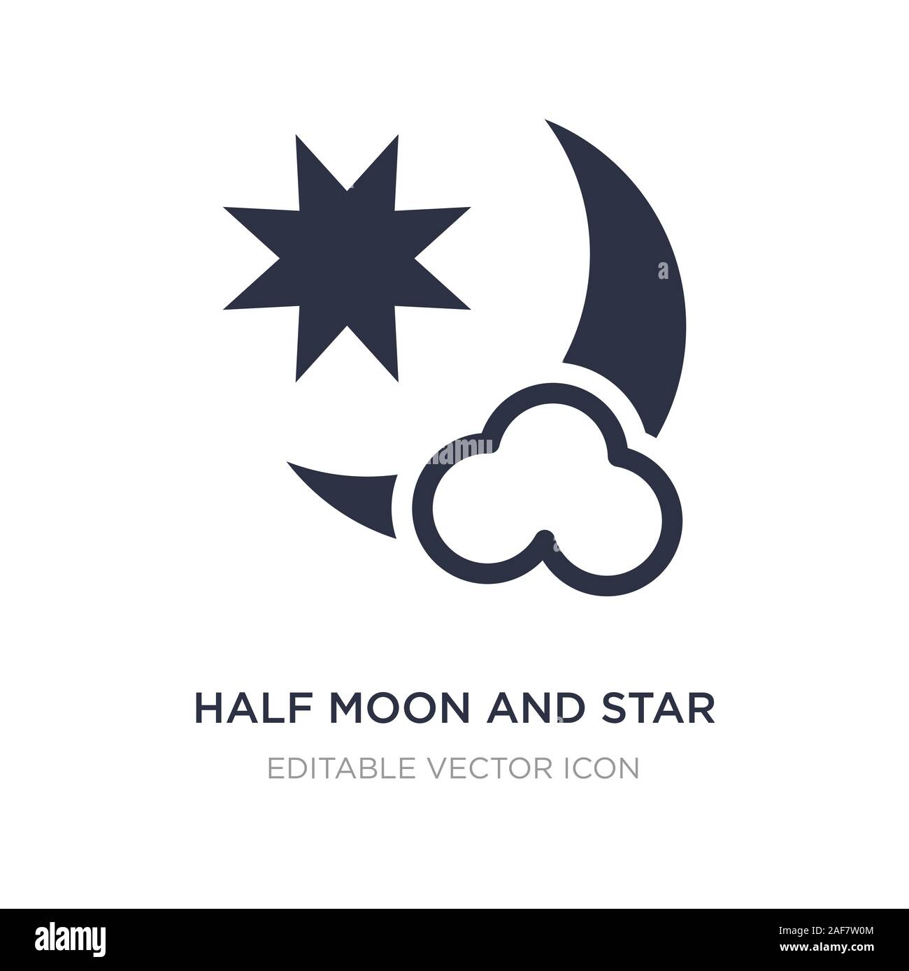 La demi-lune et d'étoile située sur fond blanc. Élément simple illustration du concept de formes. de la demi-lune et étoile symbole icône du design. Illustration de Vecteur
