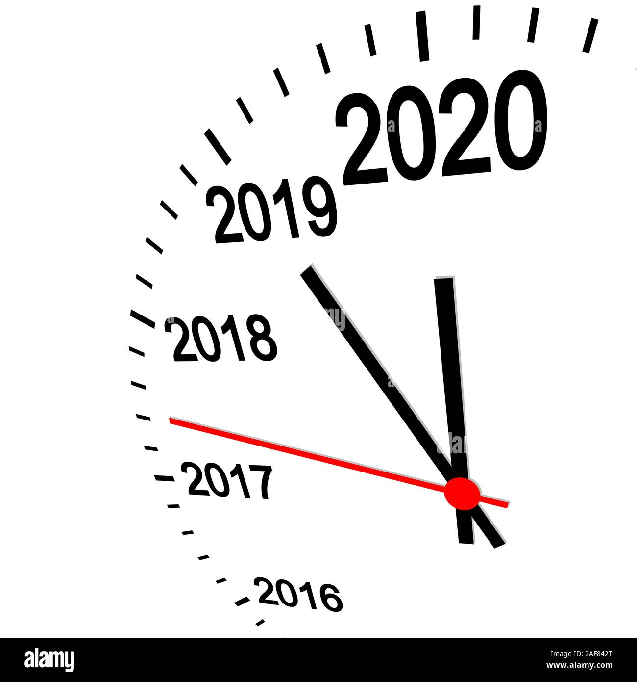 Réveil en trois dimensions montrant Nouvelle Année 2020 à 12 heures Illustration de Vecteur