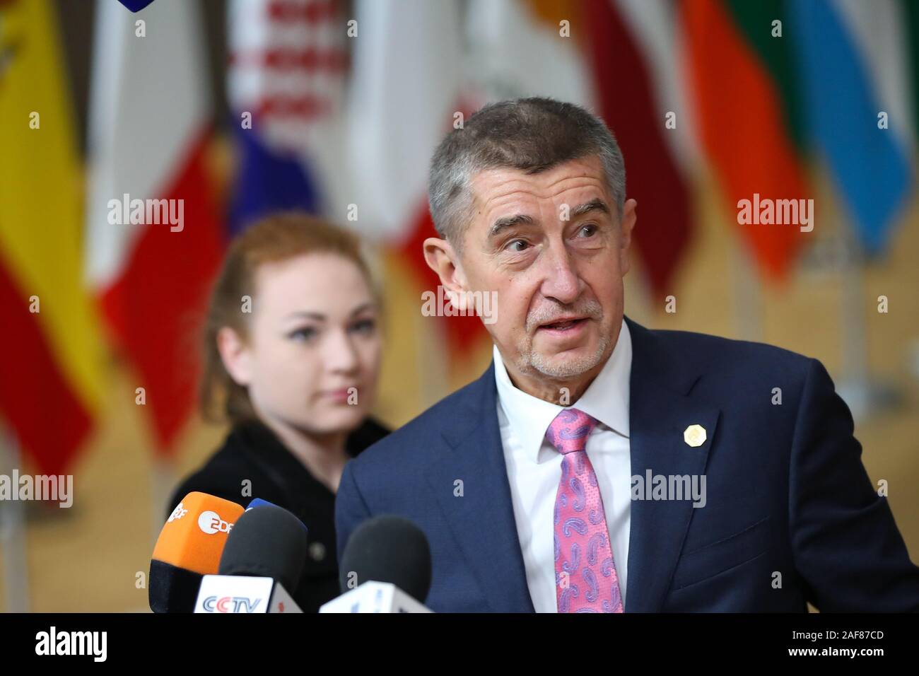 Bruxelles, Belgique. 13 Décembre, 2019. Le premier ministre tchèque Andrej Babis arrive pour le sommet de l'UE à l'Union européenne siège à Bruxelles, Belgique, le 13 décembre 2019. Credit : Zhang Cheng/Xinhua/Alamy Live News Banque D'Images