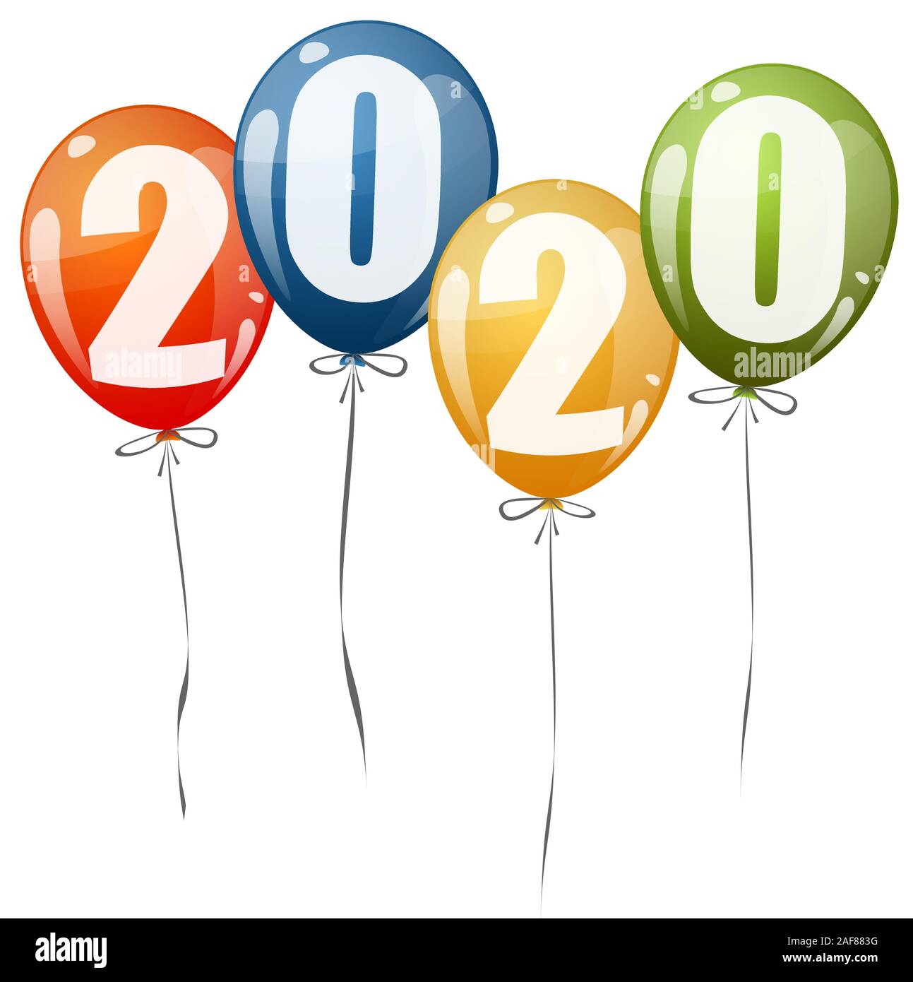 Ballons colorés avec des chiffres pour la nouvelle année 2020 Illustration de Vecteur