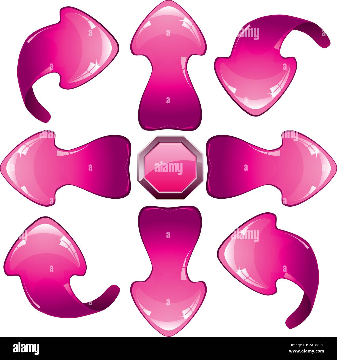 Jeu de flèches, pink show dirrections et tourne vers le haut, bas, gauche, droite, vector illustration Illustration de Vecteur