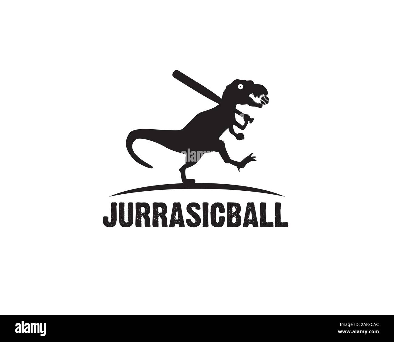 Tyrannosaurus rex running courir après quelque chose et holding baseball bat Illustration de Vecteur