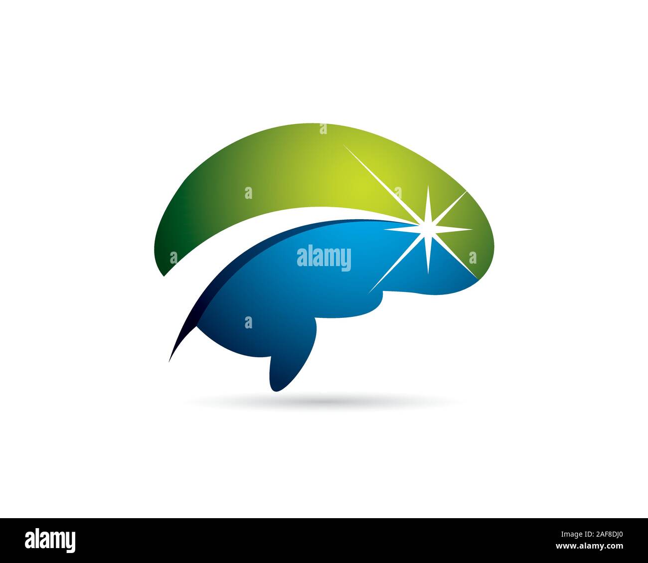 Deux ton cerveau droit avec l'espace négatif road path est terminé en une étoile lumineuse Illustration de Vecteur