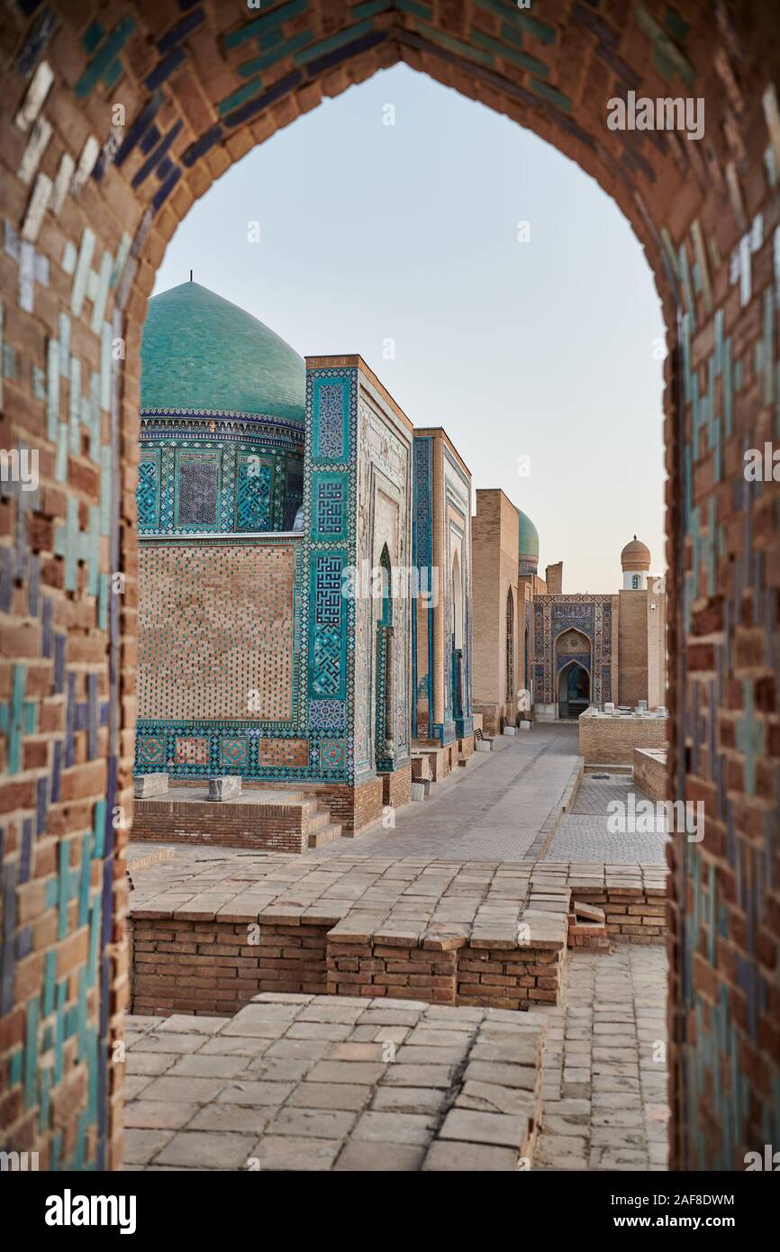 Nécropole Shah-i-Zinda, Samarqand, l'Ouzbékistan, en Asie centrale Banque D'Images
