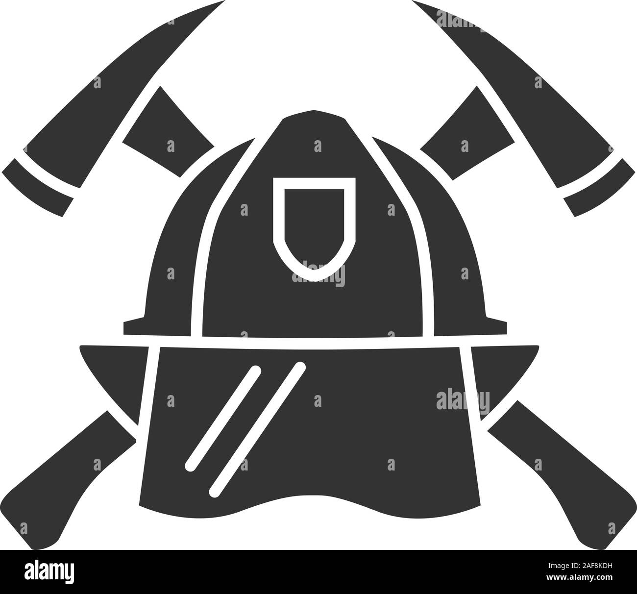 Croix de Malte pompiers icône glyphe. Casque de protection et des haches croisées. L'emblème du service d'incendie. Symbole de Silhouette. L'espace négatif. Vector isolated Illustration de Vecteur