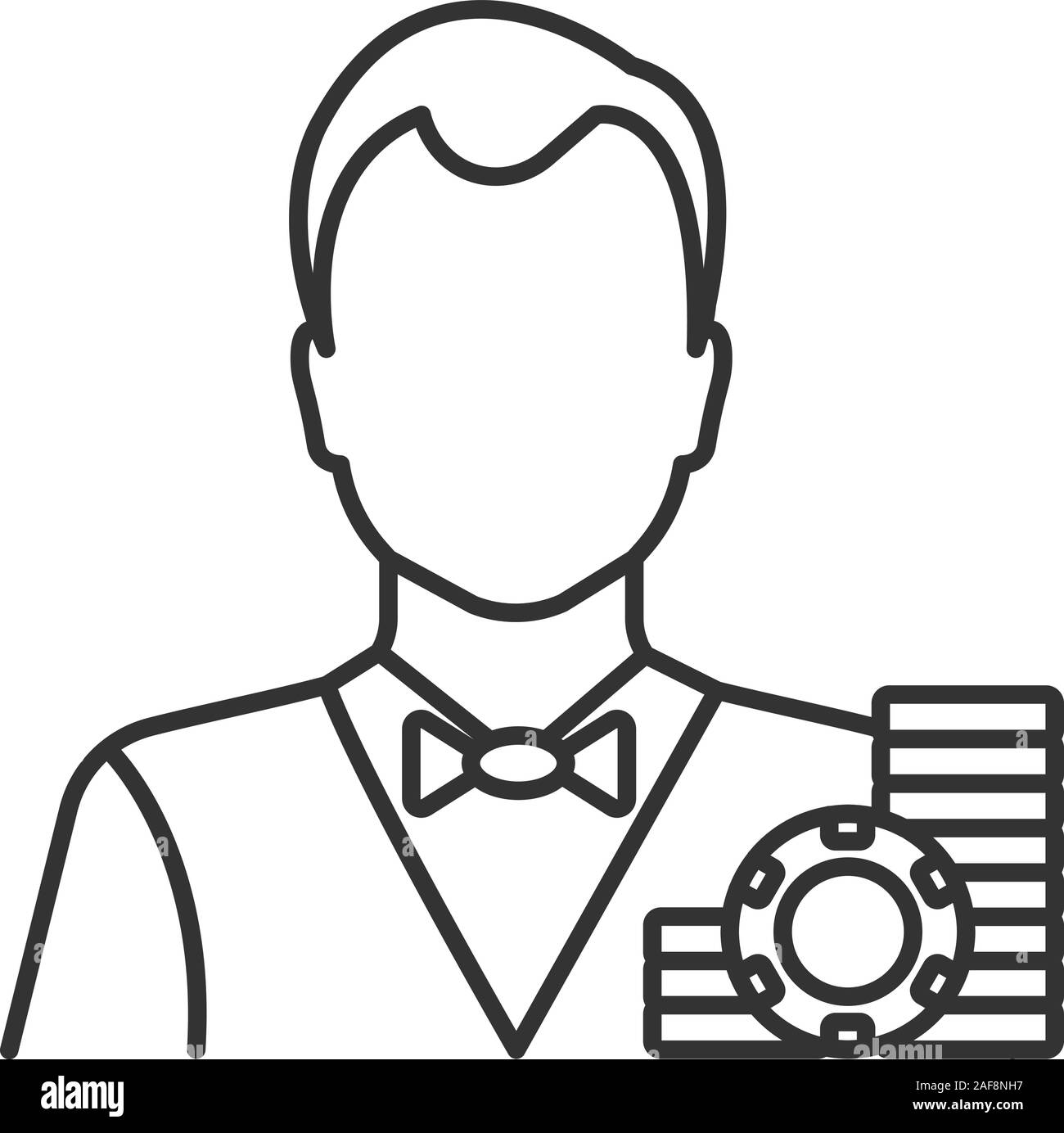 Icône linéaire de croupier. Travailleur de Casino. Fine ligne illustration. Symbole de contour. Dessin vectoriel aperçu isolés Illustration de Vecteur
