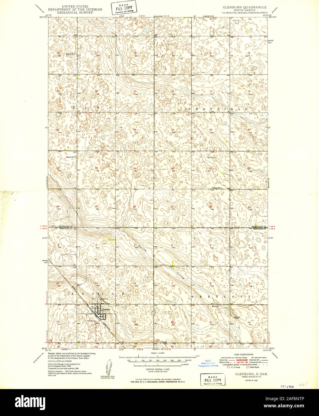 Carte du dakota du nord de glenburn Banque de photographies et d’images