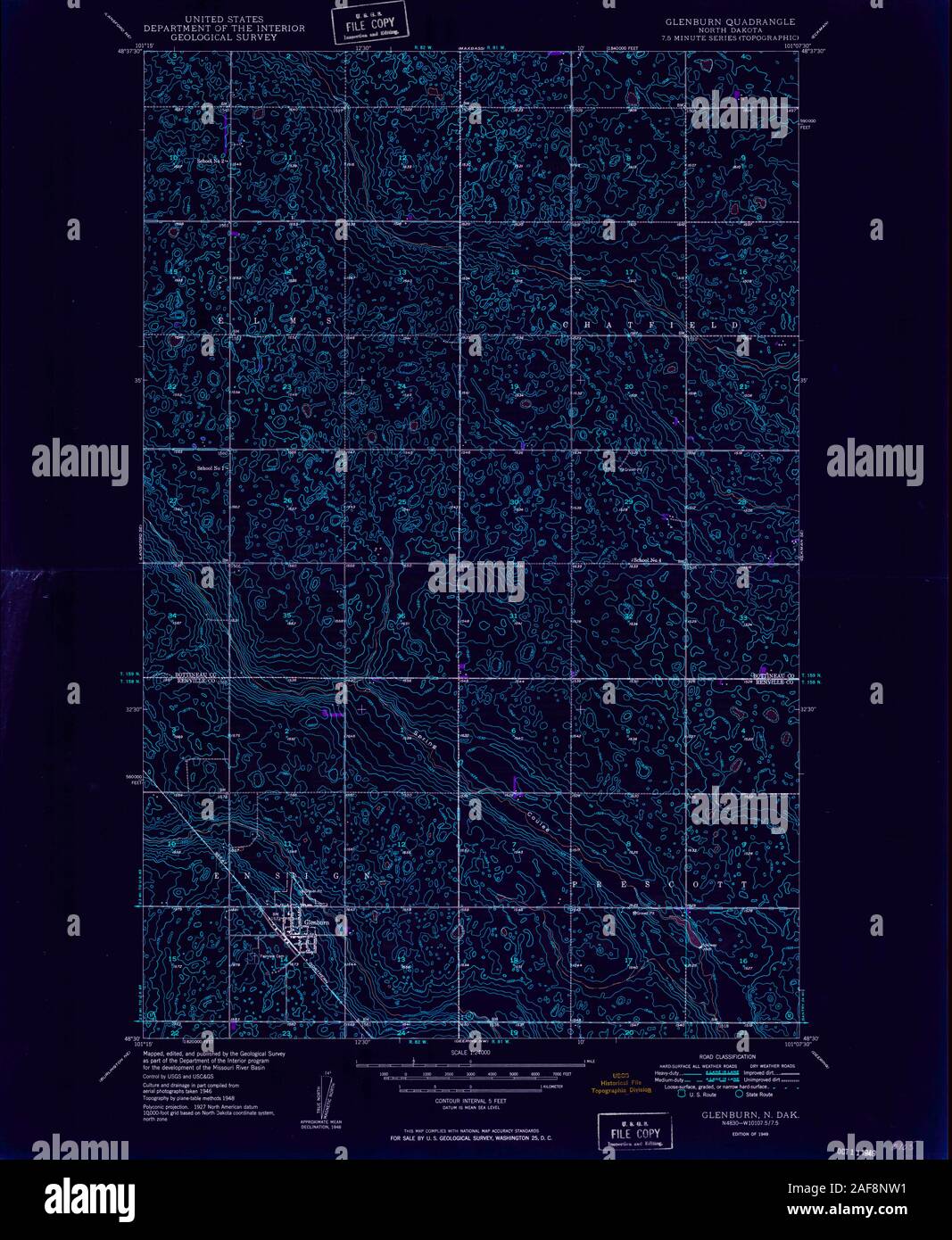 Carte du dakota du nord de glenburn Banque de photographies et d’images