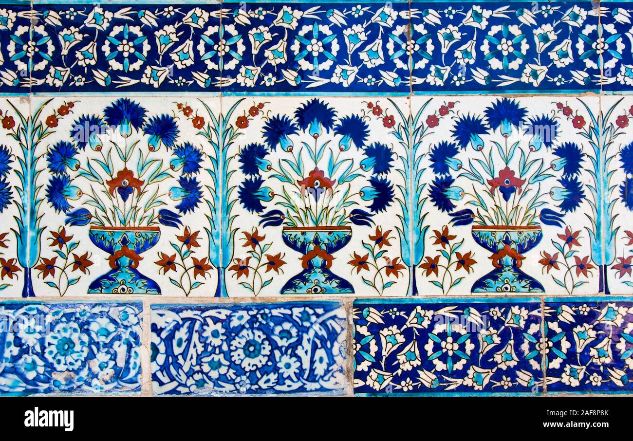 Les carreaux de céramique à Topkapi, Site du patrimoine mondial de l'UNESCO. Istanbul, Turquie Banque D'Images