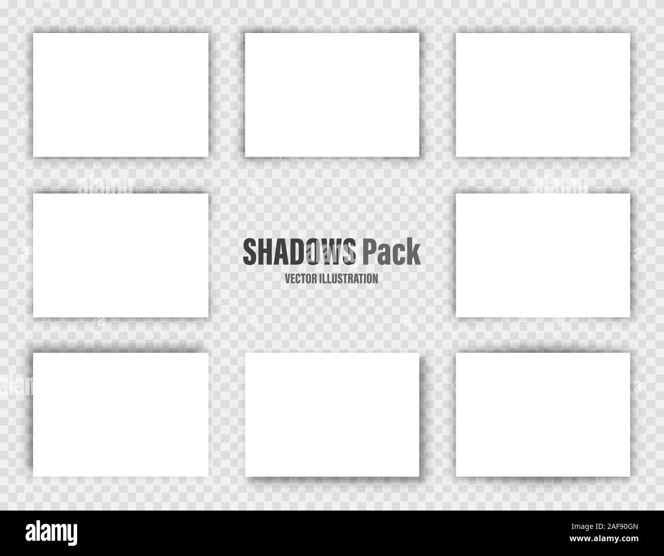 Ombres de vecteur défini. Diviseurs de page sur fond transparent. Ombre et blanc isolé réaliste le papier blanc au format A4. Vector illustration. Illustration de Vecteur