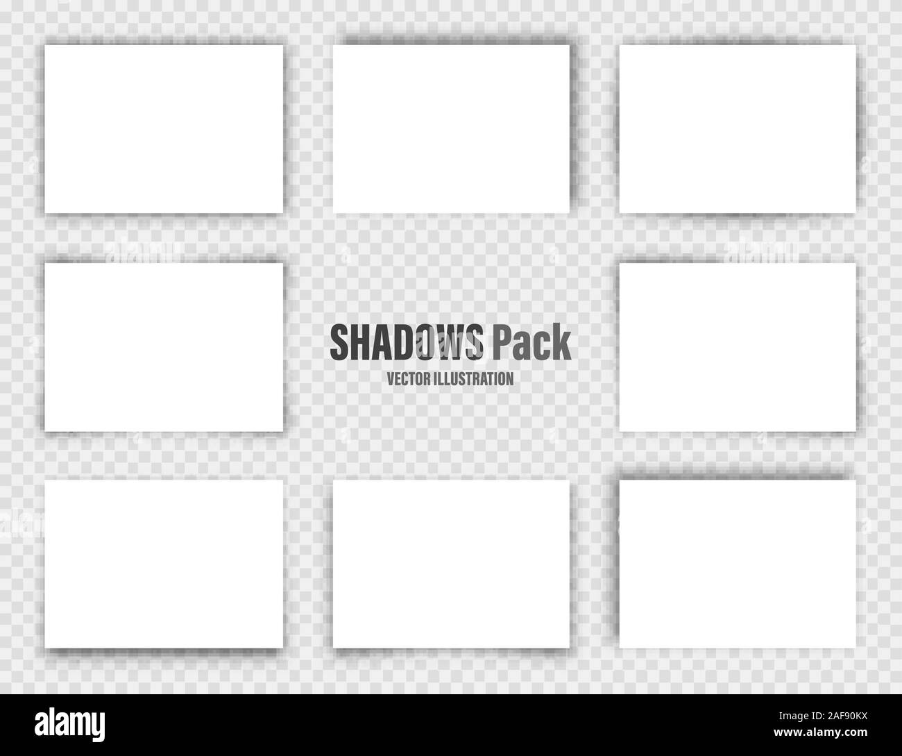 Ombres de vecteur défini. Diviseurs de page sur fond transparent. Ombre et blanc isolé réaliste le papier blanc au format A4. Vector illustration. Illustration de Vecteur
