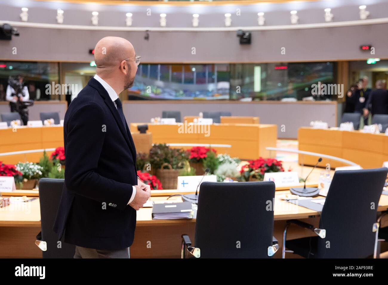 Charles Michel, président du Conseil européen, les dirigeants de l'Union, à la fin de l'année le sommet européen de Bruxelles. Banque D'Images