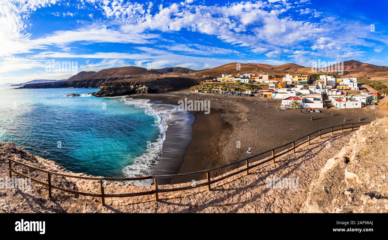 La pêche traditionnelle Ajuy,village,vue panoramique sur l'île de Fuerteventura, Espagne. Banque D'Images