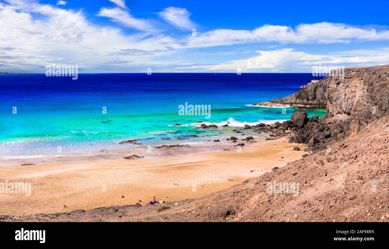 Belle plage de l'île de Fuerteventura, à proximité de El Cotillo,Espagne. Banque D'Images