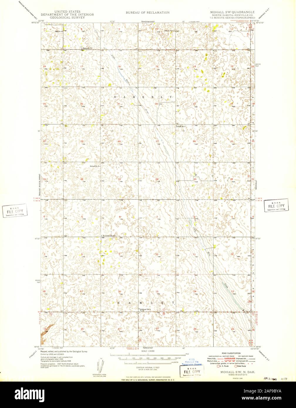 Carte de mohall dakota du nord Banque de photographies et d’images à