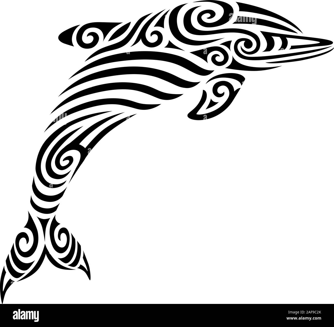 Tatouage dauphins stylisés tribal maori koru design idéal pour la conception de tatouage - changement de couleur facile Illustration de Vecteur