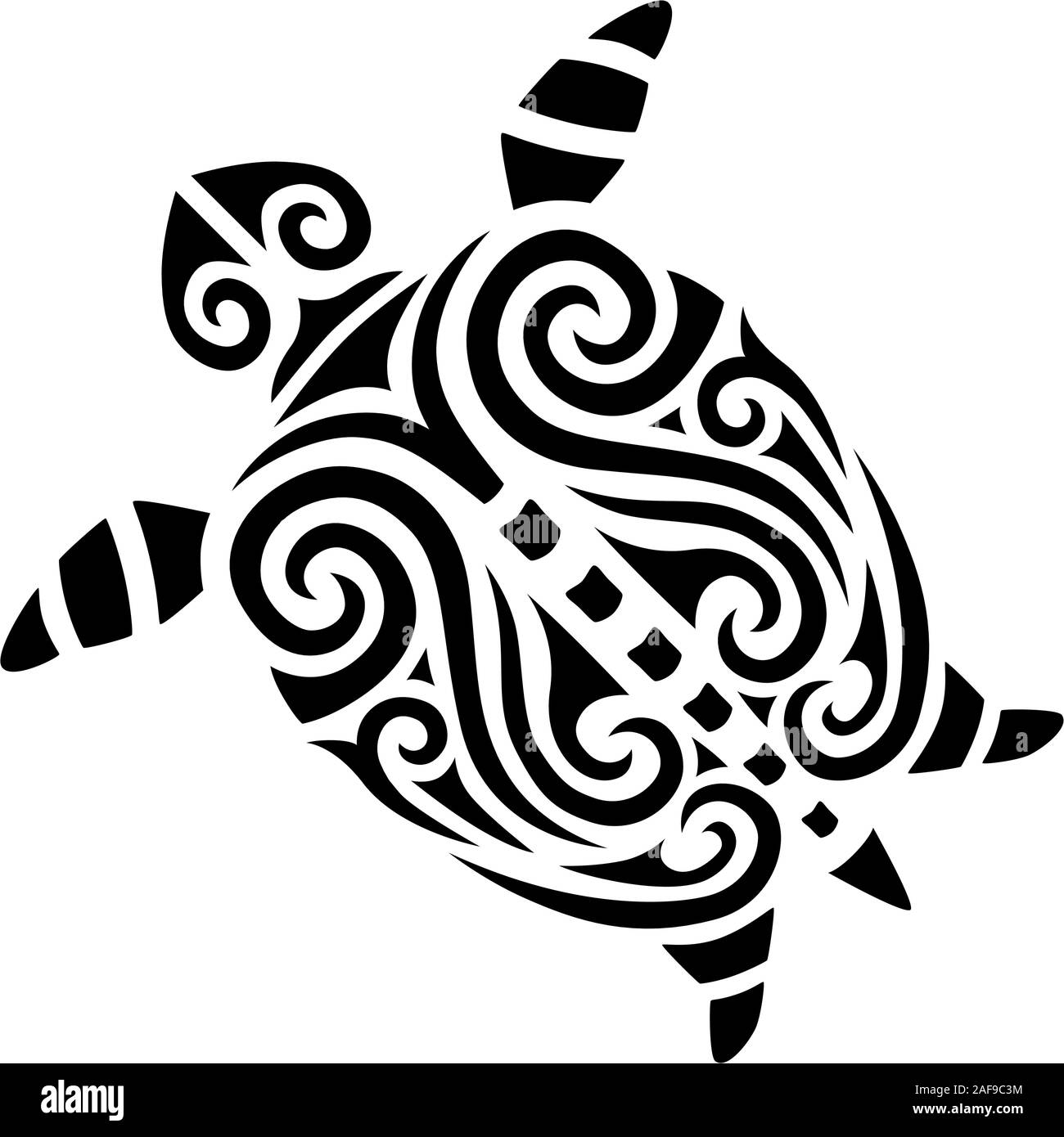 Tatouage tortue maori koru stylisé tribal design idéal pour la conception de tatouage - changement de couleur facile Illustration de Vecteur